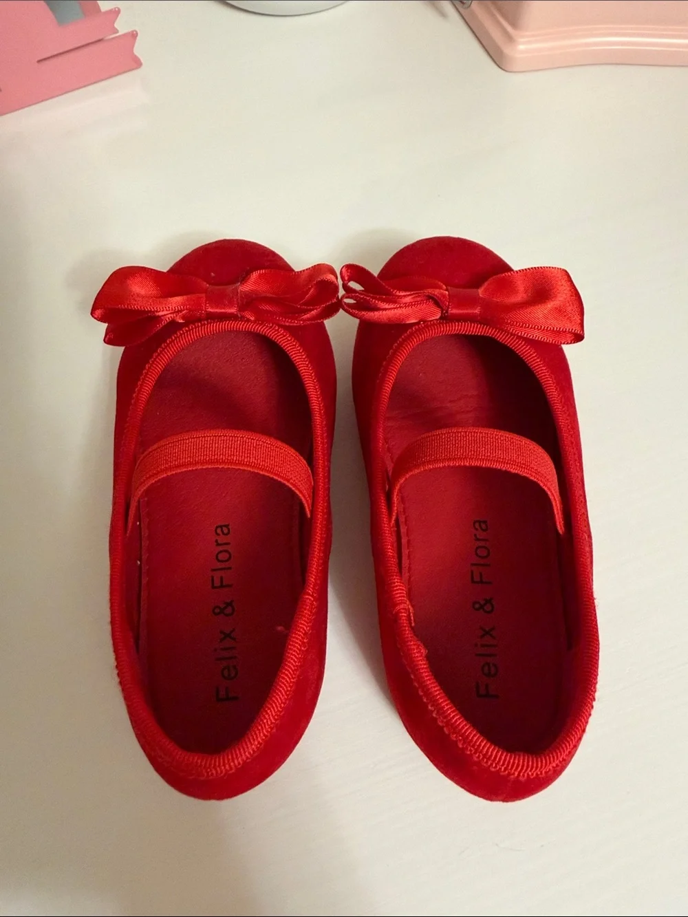 Felix & Flora Girls' Red Bow Mary Jane Flats